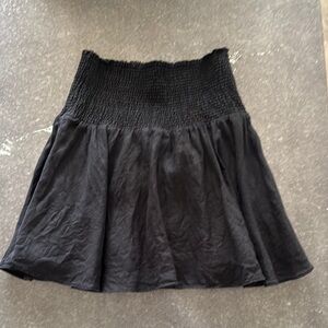 J Crew Womens Smocked Waist Linen Mini Skirt Size Small Black Lined.